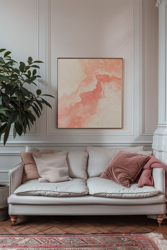 Coral dawn hues creating a soothing landscape in 'Echos of Dawn'.