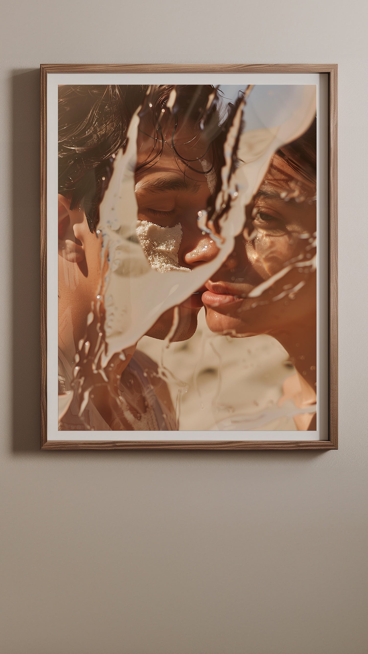 Close-up of a couple sharing a tender moment in 'Baiser Solaire'.