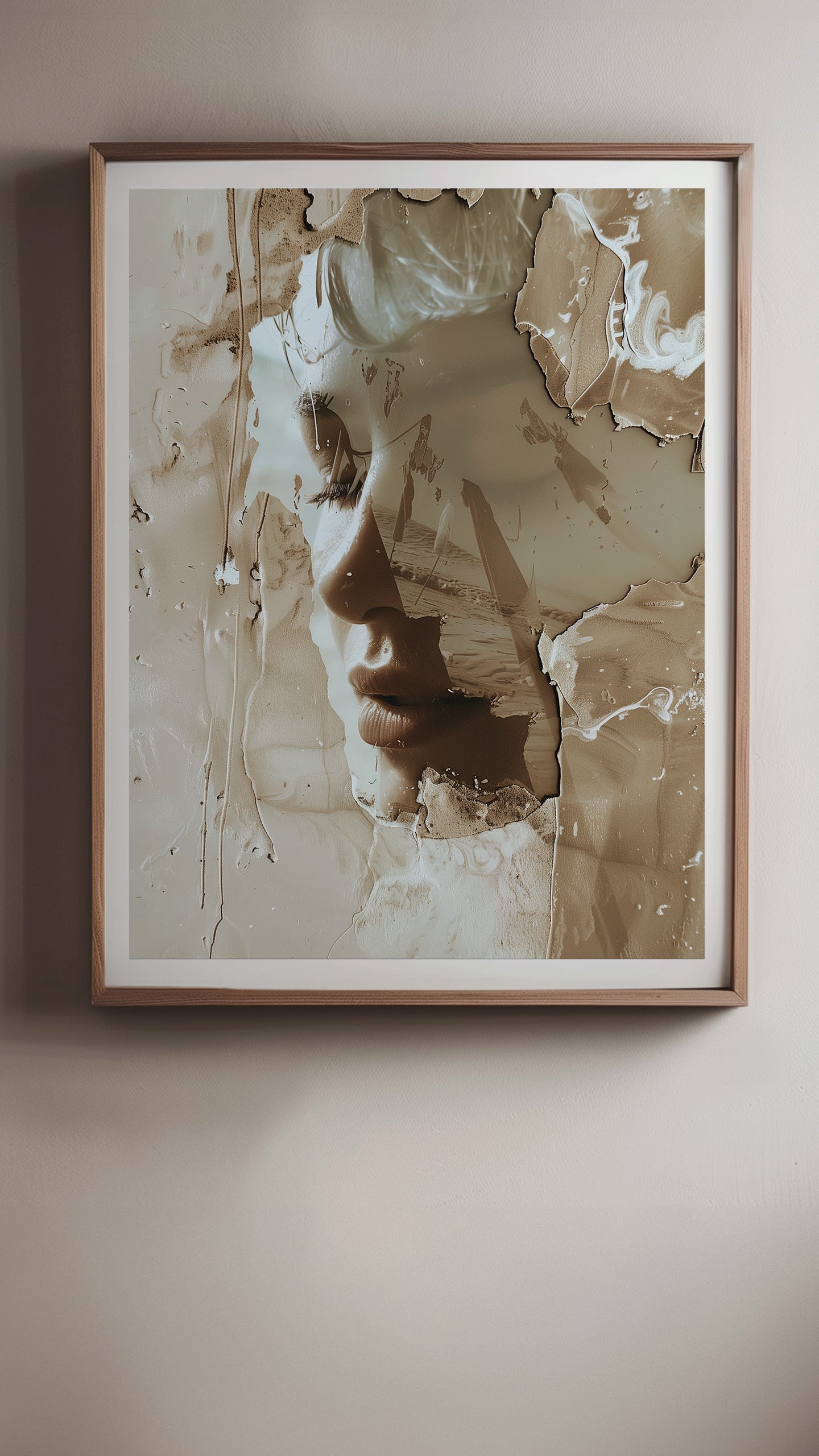 A contemplative face overlaid with moonlit textures in 'Murmures Lunaires'.