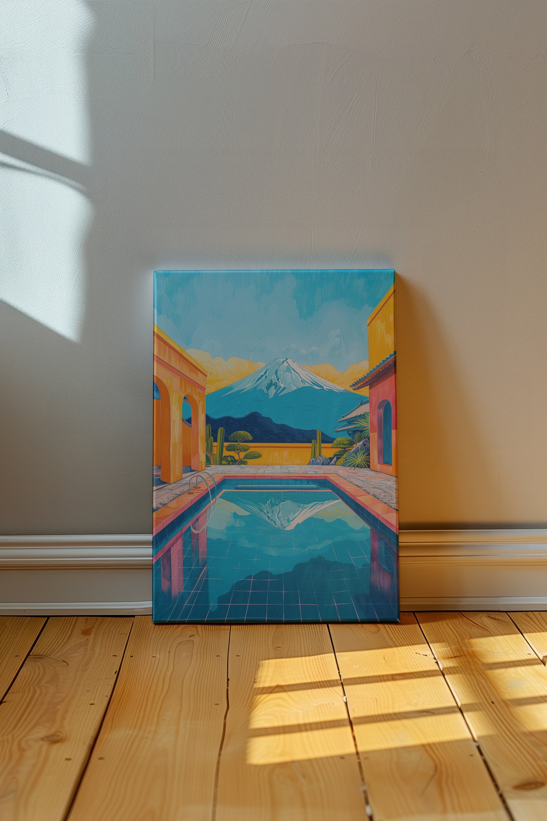 A pool reflecting the blue sky in 'Riflessi d'Azzurro'.